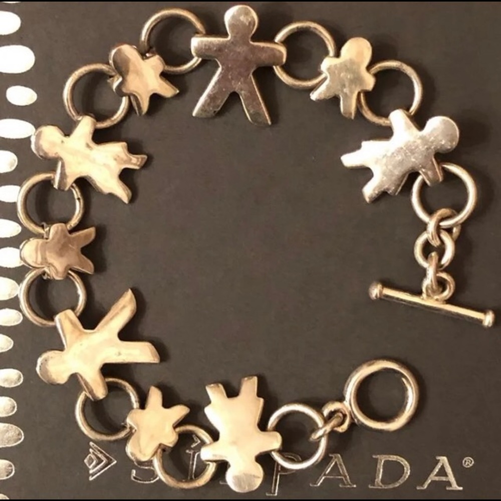 RARE Silpada Sterling Family Paper Doll Link Bracelet